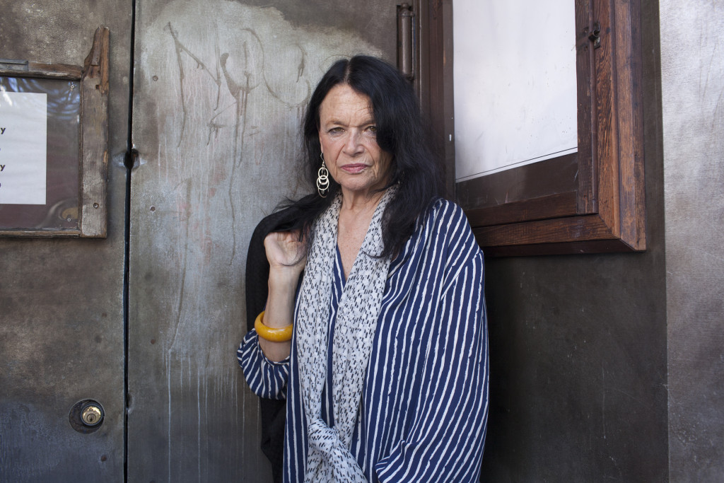 Anne Waldman standing outside the Roxie Theater, San Francisco | Photo by Pamela Gentile