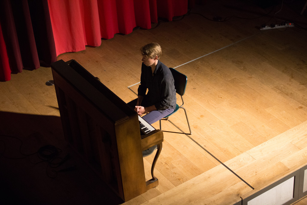 Pianist Søren Kjærgaard performing 4'33" at an all silent screening of In Pursuit of Silence at Absalon Church during CPH:DOX November 2015